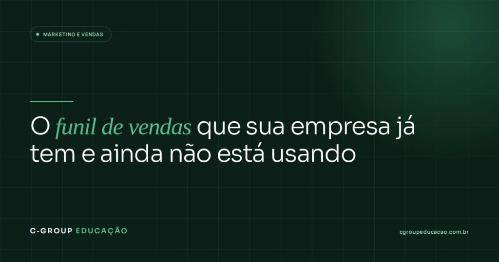 Arte editorial verde-escura com o título do artigo sobre funil de vendas